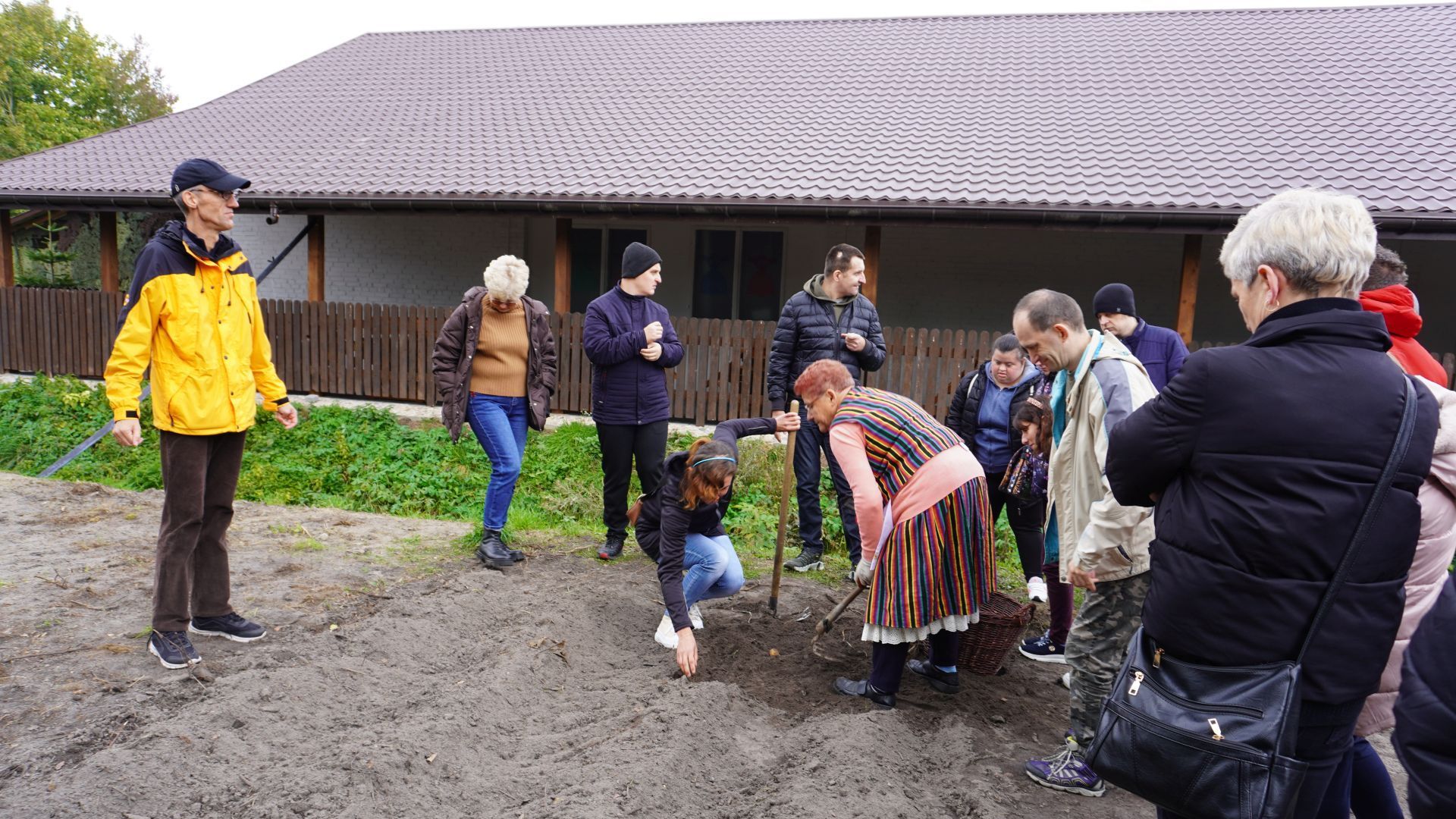 Uczestnicy PŚDS podczas wykopków  w Gospodarstwie Agroturystycznych ''Dolina Bobrów''. 
