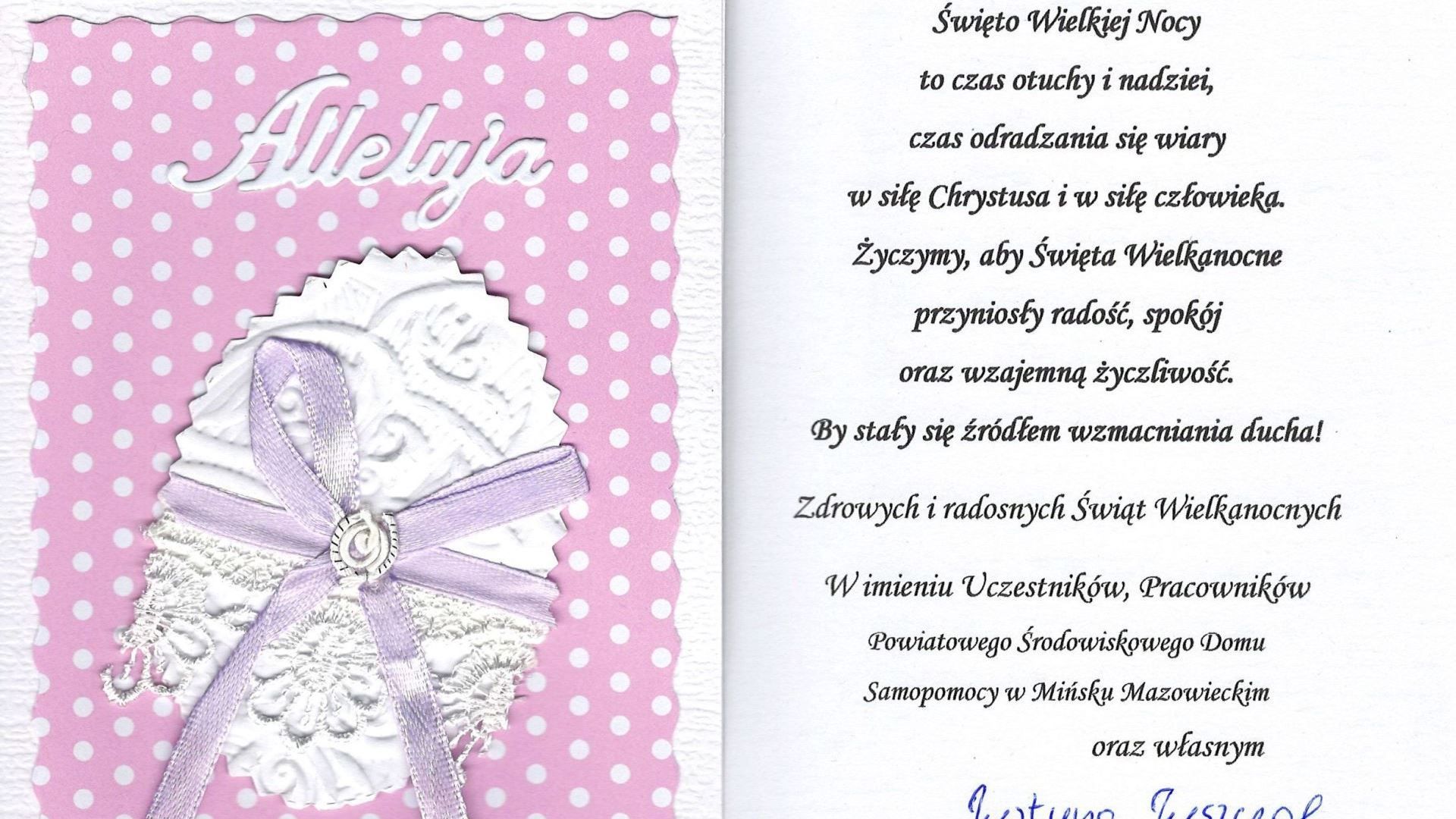 Karta z życzeniami wielkanocnymi.